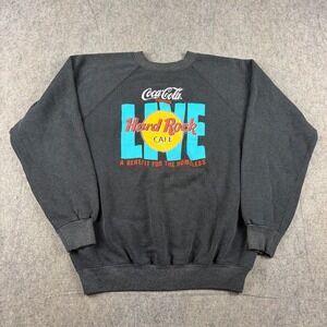 Vintage 80s Hard Rock Cafe Coca Cola Live Benefit Sweatshirt Mens Medium Raglan
